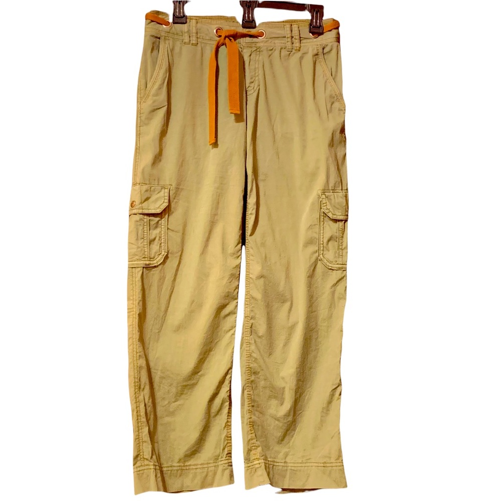 Sahali Cargo Pants Size SP Olive Green with Brown Belt